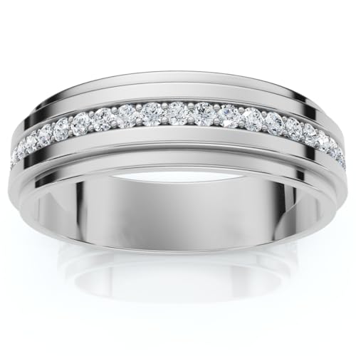 P3 POMPEII3 Pompeii Mens Diamond 3/8ct Eternity Ring Wedding Band 14k White Gold 7mm Lab Grown - Size 10 (FG,VS)