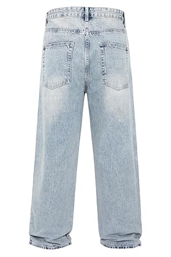 Men's Baggy Jeans Wide Leg Loose Fit Denim Pants Casual All Season Everyday Trousers Old Money Quiet Luxury Relaxed Fit (28, A#Light Blue)
