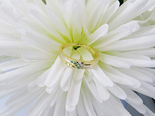 Dazzlingrock Collection Round Emerald & White Diamond Channel Set Wedding Band for Men in 14K Solid Yellow Gold, Size 12.5