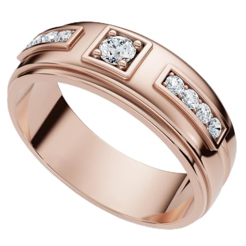 P3 POMPEII3 Pompeii Men's 1/4Ct Matthew Diamond Wedding Ring Polished Gold 10k Lab Grown - Size 6.5 (F/G,VS1-VS2)