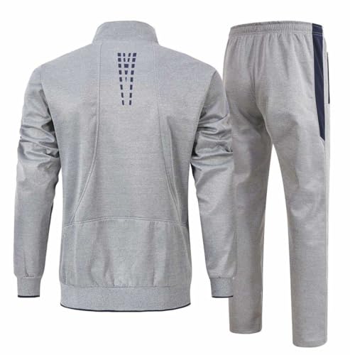 Rdruko Men's Tracksuit Sweatsuits 2 Piece Set Athletic Jogging Gym Activewear Sweat Track Suits Sets(Grey,US L)