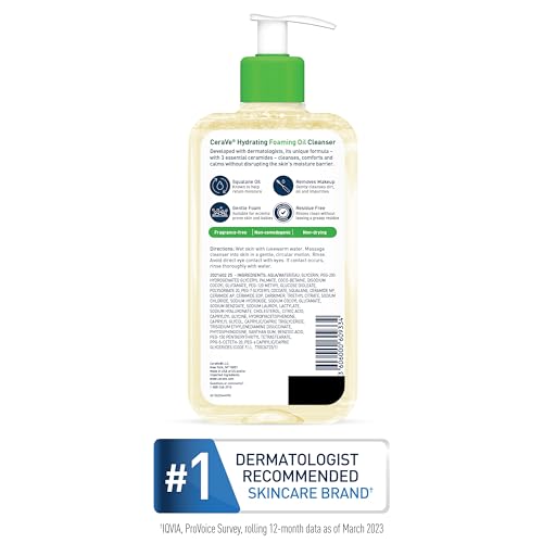 CeraVe Hydrating Foaming Oil Facial Cleanser with Hyaluronic Acid, 19oz
