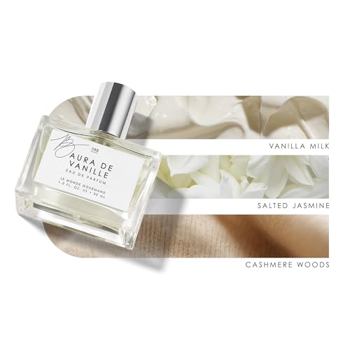 Le Monde Gourmand Aura de Vanille Eau de Parfum Spray Perfume for Women, Toni Bravo, Vanilla Milk, Plum & Cashmere Woods Scent, 1 fl oz (30 ml)