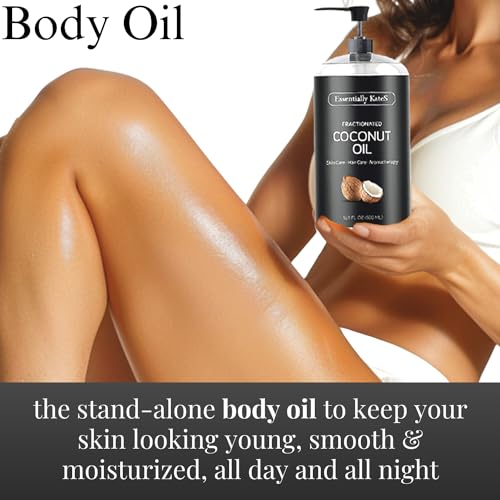 Fractionated Coconut Oil- Lightweight, Non‑Greasy Skin & Massage Oil for Soft, Silky Feel – 100% Natural, A Very Long-Lasting Glide, Fast‑Absorbing Personal Care Oil, No Scent, 16.9 Fl Oz (500ML)
