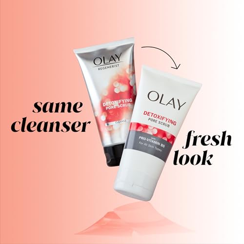 Olay Detoxifying Pore Scrub, Exfoliating Face Wash with Pro-Vitamin B5, 5 oz (Pack of 3)