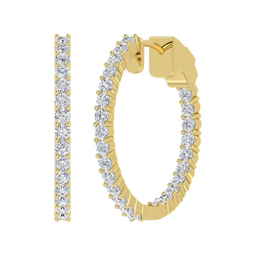 Shop QSE 0.5 Ct Lab Grown Diamond Inside out Hoop Earrings 14K Gold