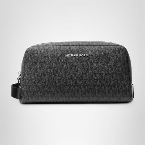 Michael Kors Hudson Toiletry Kit, Shiny Rhodium Hardware/Black