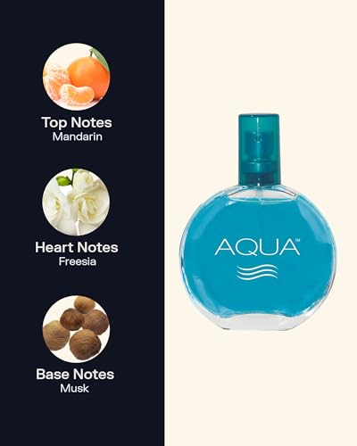 PB ParfumsBelcam Aqua Eau de Toilette Spray for Women – Fresh Fruity Floral Perfume with Mandarin, Freesia, Musk & Wood Notes – Everyday Day-to-Night Fragrance, Great Gift Idea, 1.7 Fl Oz