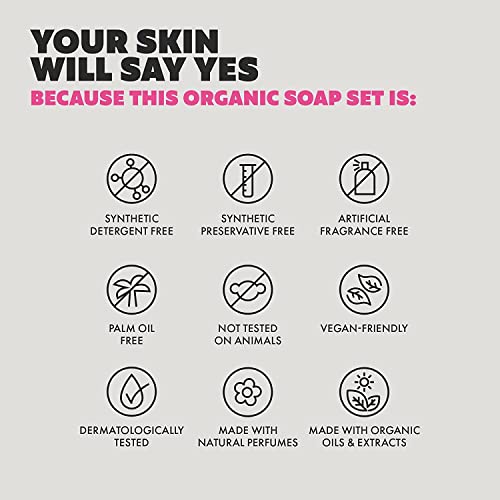 Skin Said Yes Organic Soap Bar (Pack of 8) - Natural Soap Made in Greece | Tripple Milled | Nuorishing Shea Butter, Olive Oil, Lavander and Sandalwood, Aloe Vera & Cucumber Extract
