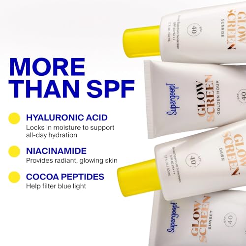 Supergoop! Glowscreen SPF 40, Sunrise (Champagne Glow) - 1.7 fl oz - Glowy Primer + Broad Spectrum Tinted Sunscreen - Helps Filter Blue Light - Hydration - Hyaluronic Acid & Vitamin B5