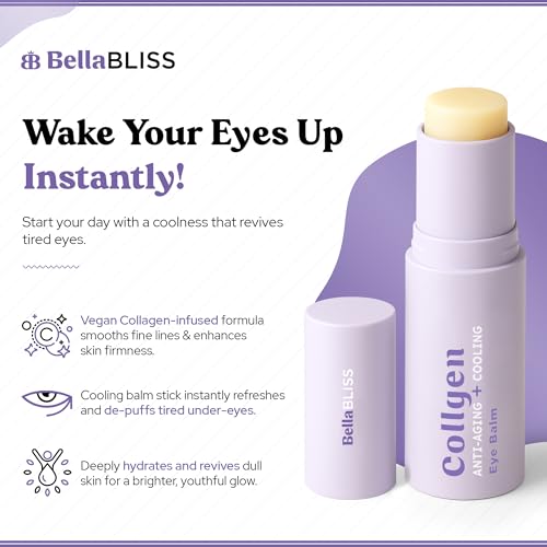 Bella Bliss Collagen Eye Balm Stick for Dark Circles, Puffiness & Wrinkles – Cooling Under Eye Cream with Collagen, Anti-Aging & Hydrating Formula – Made in Korea - 0.35 oz / 10 g - Pack of 1