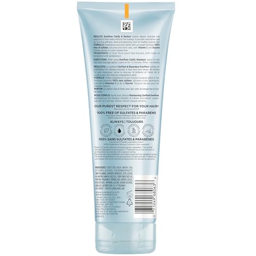 L'Oreal Paris Restore Sulfate Free Conditioner with Antioxidants, Moisturizing Conditioner for Hard Water Exposure and Styling Build-up, EverPure, 6.8 Fl Oz