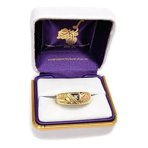 Men's 10k Yellow Gold .05 Ct Diamond 12k Rose and Green Black Hills Gold Wedding Ring Size 10.5