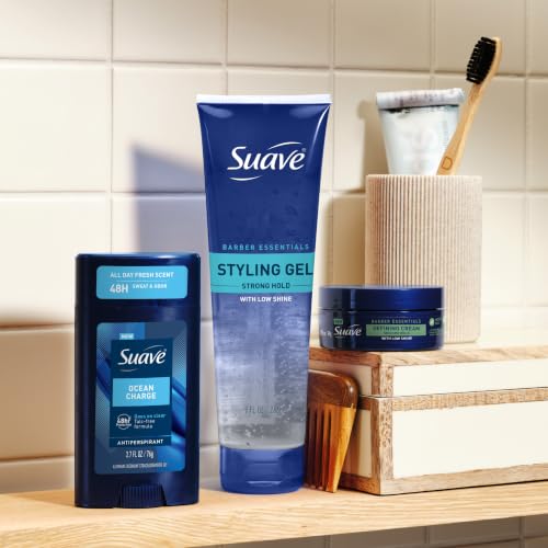 Suave Men Barber Essentials Hair Gel, Strong Hold & Low Shine, 9 oz