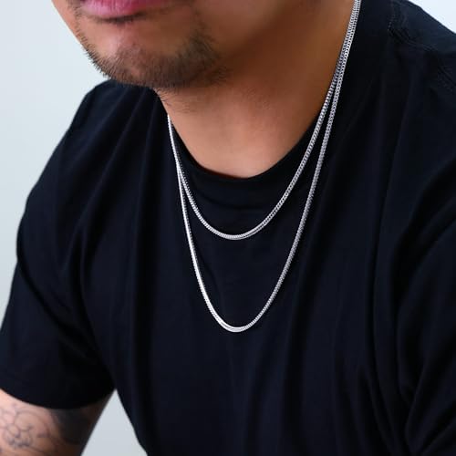 Nuragold 10K Real White Gold 2.5mm Franco Square Box Wheat Chain Necklace - 22"