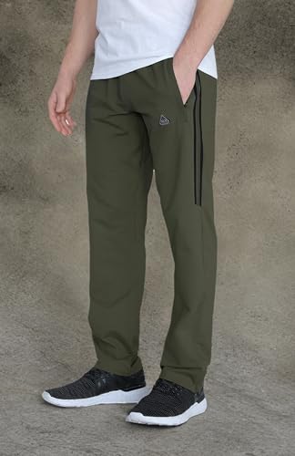 SCR SPORTSWEAR Mens Tall Sweatpants - Luxury Men's Athletic, Training, Yoga, Work Out or Casual Travel Pants with Zipper Pockets - 32Wx33L Sweatpants for Tall Men (Khaki Green) 916Z