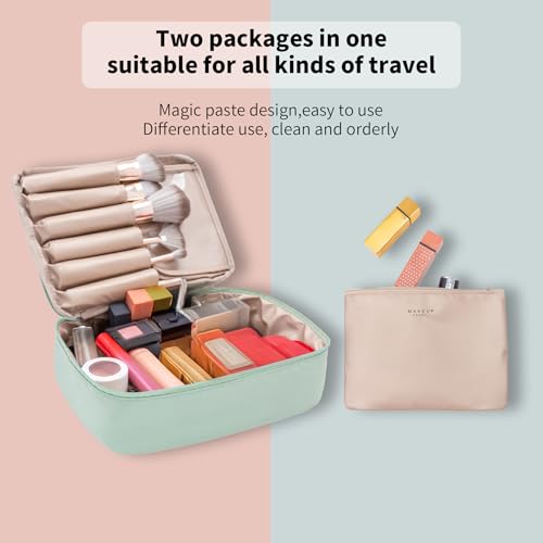 Queboom Travel Makeup Bag Cosmetic Bag Toiletry Bag for Women & Men, Green
