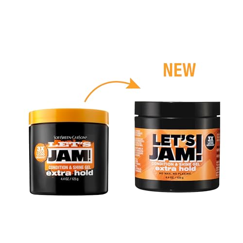 Hair Gel by SoftSheen-Carson Dark and Lovely Let's Jam, Shining and Conditioning Gel, Extra Hold, For all Hair Types, Styling Gel Also Great for Braiding, Twisting & Smooth Edges, 4.4oz