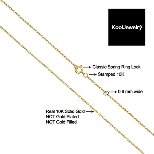 Kooljewelry 10k Yellow Gold Barely-There Necklace, Thin Lightweight