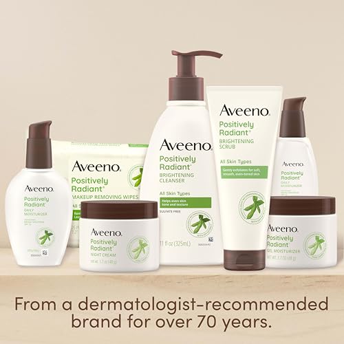 Aveeno Positively Radiant Skin Brightening Daily Facial Scrub with Moisture-Rich Soy Extract, Gently Exfoliates & Cleanses for Soft, Smooth, More Even-Toned Skin, Hypoallergenic, 7 oz