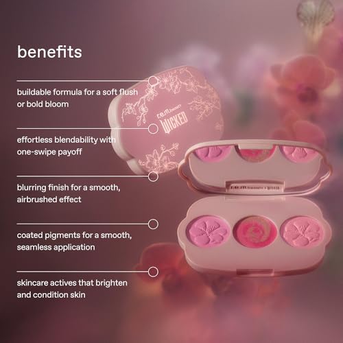 r.e.m. beauty by Ariana Grande Wicked: For Good | Cherry Blossom Blush Palette | Pink | Blendable, Creamy Formula Blurs and Perfects Skin | Blendable, Creamy Formula | 3 Shades