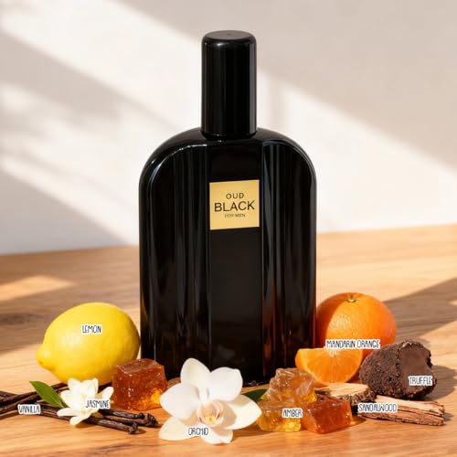 Oud Black Men’s Perfume Eau de Parfum – Woody Spicy Amber Masculine Fragrance 100ml / 3.4 fl oz