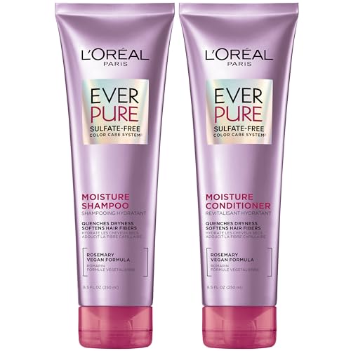 L'Oreal Paris EverPure Moisture Shampoo and Conditioner Set, Sulfate-Free Hair Care for Dry or Color-Treated Hair with Rosemary Botanicals, 17 Fl Oz Set