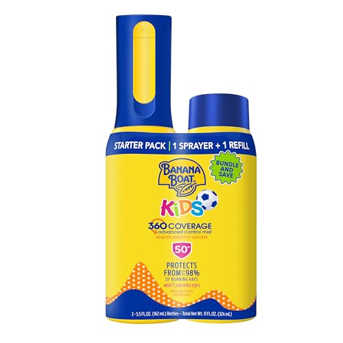Banana Boat 360 Coverage Kids Sunscreen Mist SPF 50 Bundle, 5.5 Fl Oz ea