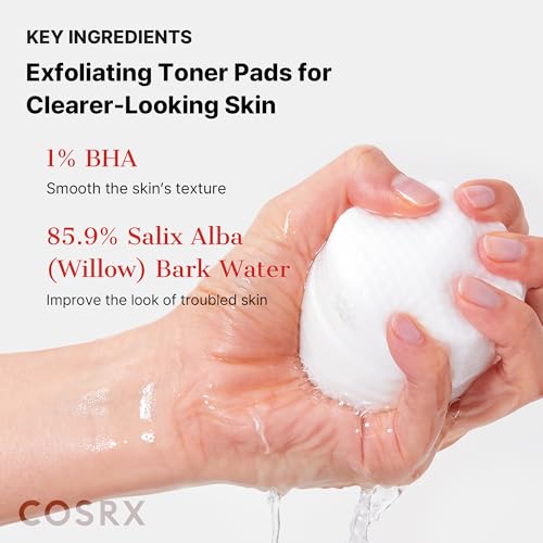 COSRX BHA Toner Pads, 70 Sheets, Exfoliating Pads for Dead Skin & Blackheads, Minimize Pores, Prevent Breakouts, Improve Skin Texture, Korean Skin Care
