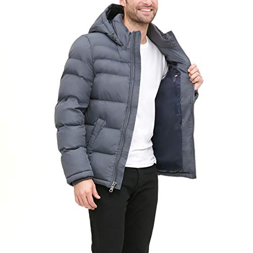 Tommy Hilfiger Men's Classic Hooded Puffer Jacket (Standard and Big & Tall), Charcoal, XX-Large