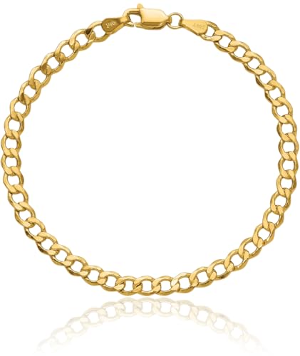 IceCarats 14K Yellow Gold 4.3mm Thick Curb Chain Link Bracelet, 7 inch