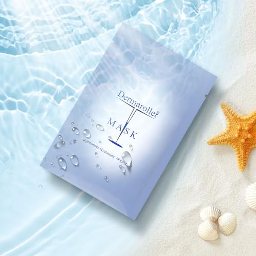 Dermaroller Hydrating Face Mask Sheets - 10 Pack with Hyaluronic Acid, Matrixyl & Vitamin E for Anti-Aging Skincare and Radiant Glow