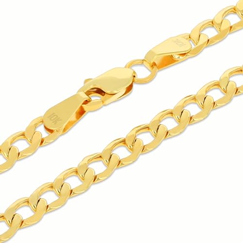 Nuragold 10k Real Yellow Gold Cuban Curb Link 3.5mm Chain Bracelet (7"-9") - 7"