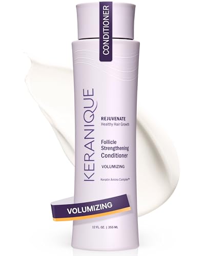 Keranique Volumizing Keratin Conditioner for Fine & Thinning Hair – Lightweight Strengthening Formula with Keratin & Niacinamide – Fullness, Thickness & Root Lift – Keratin Amino Complex™ – 12 Fl Oz