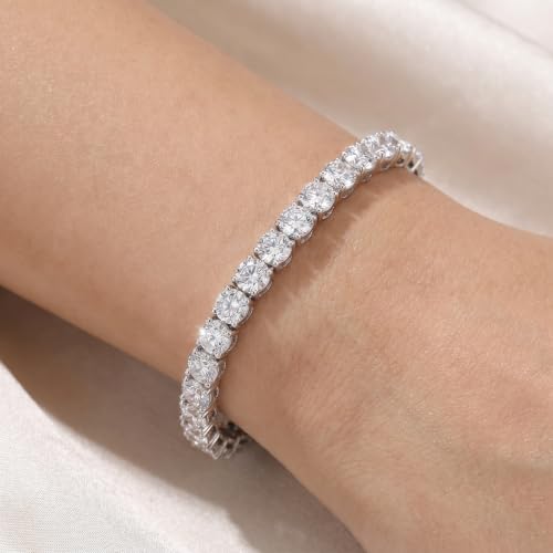 P3 POMPEII3 Pompeii 26.94Ct TW Round Diamond 7" Tennis Bracelet 14k White Gold Lab Grown (G-H,SI2-I1)