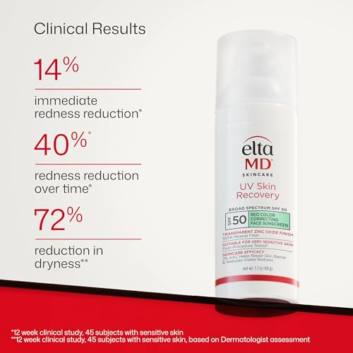 EltaMD UV Skin Recovery Green Tinted 100% Mineral Sunscreen, SPF 50, 1.7 oz