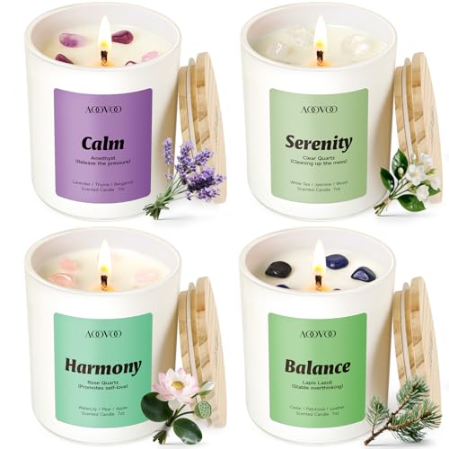 AOOVOO Calm Candles Set for Women - 4 Pack Soy Candles for Home Scented