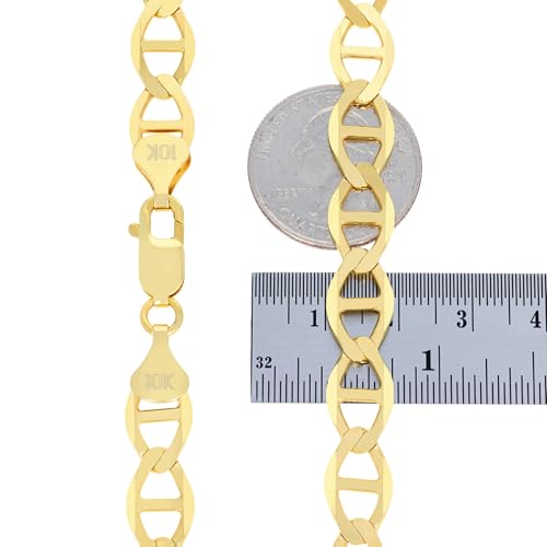 Nuragold 10K Real Yellow Gold 9mm Mariner Chain Solid Anchor Mens Necklace - 22"