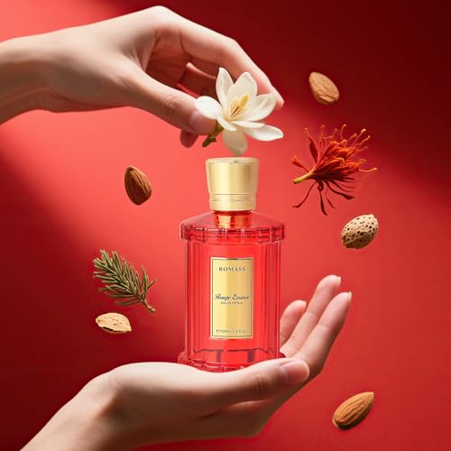 ROMASS Rouge Essence Luxe Eau De Perfume - 8+ Hours Long-Lasting Fragrance with Vibrant Saffron, Warm Amber, Woody Accords & Creamy Almond Notes100ml