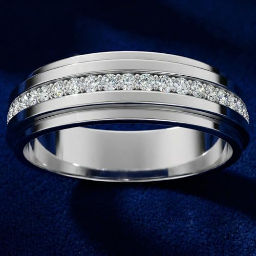 P3 POMPEII3 Pompeii Mens Diamond 3/8ct Eternity Ring Wedding Band 14k White Gold 7mm Lab Grown - Size 10 (FG,VS)