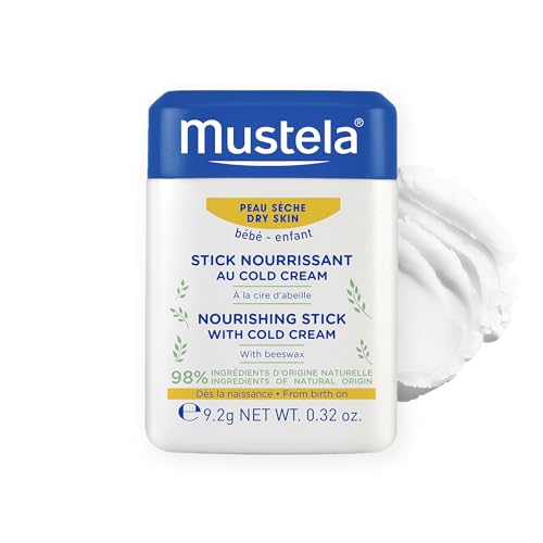 Mustela Baby Nourishing Stick - Lip & Face Moisturizer for Dry Skin - with Natural Avocado, Cold Cream & Beeswax - 0.32 oz.