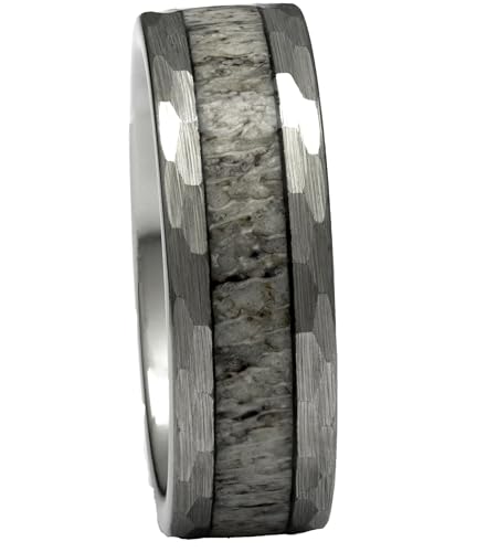 PCH Jewelers Deer Antler Ring in Tungsten Hammered Finish 8mm Comfort Fit Wedding Band (9)