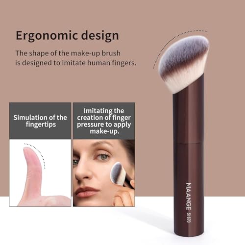 MAANGE 20 PCS Foundation Makeup Brush Set, Double-ended Kabuki Contour Brush for Liquid Powder Concealer Blending Blush Face Makeup Tools with Gift Box (Coffee)