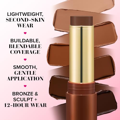 Too Faced Chocolate Soleil Melting Bronzing & Sculpting Stick | Multi-Use, Contour + Cream Bronzer Stick | Lightweight, Satin-Finish with Buildable Coverage, 0.28 Ounce, 0.28 Ounce, Chocolate Mousse