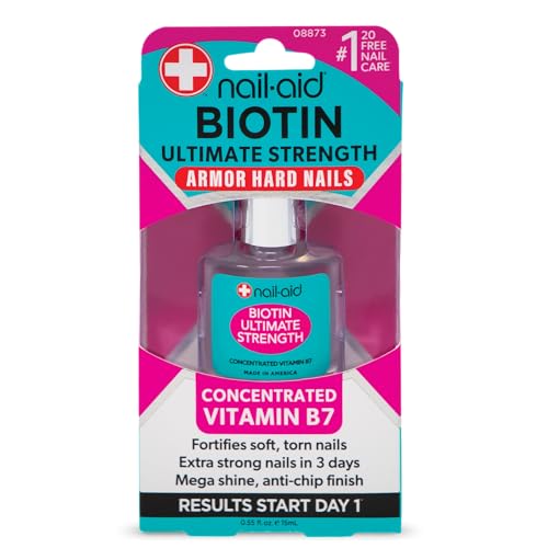 Nail-Aid Biotin Ultimate Strength Nail Strengthener – Vitamin B7 Treatment for Weak, Thin & Peeling Nails – Helps Grow Stronger, Harder, Longer Natural Nails in 3 Days