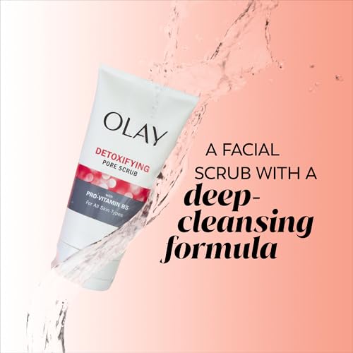 Olay Detoxifying Pore Scrub, Exfoliating Face Wash with Pro-Vitamin B5, 5 oz (Pack of 3)
