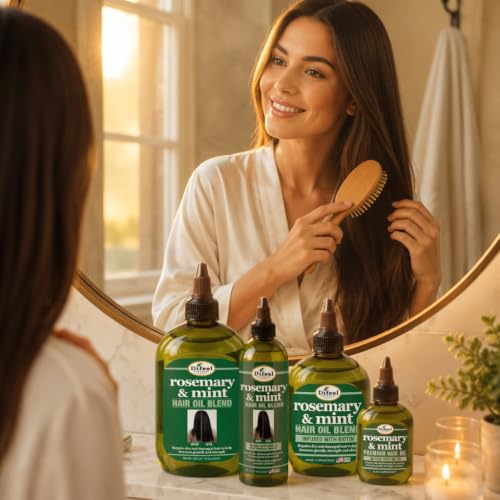 Difeel Rosemary and Mint Hair Oil Blend with Biotin 7.1 Ounce - Strengthening Scalp & Hair Treatment Oil Blend, Nourishes Dry Damaged Hair, Adds Shine & Moisture