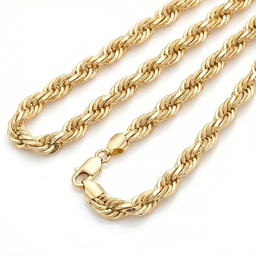 Galaxy Gold GG, 14K Solid Gold Diamond Cut Rope Chain Necklace, 3mm - 18 Inch (18-18" Available), Fine Jewelry
