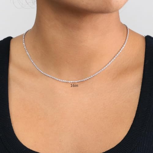 Nuragold 14K Real White Gold Rope Chain Diamond Cut Necklace (1.5mm-7mm) - 1.5mm,18"