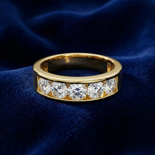 P3 POMPEII3 Pompeii 1 1/4Ct Channel Set Men's Diamond Wedding Anniversary Ring 14K Gold - Size 10